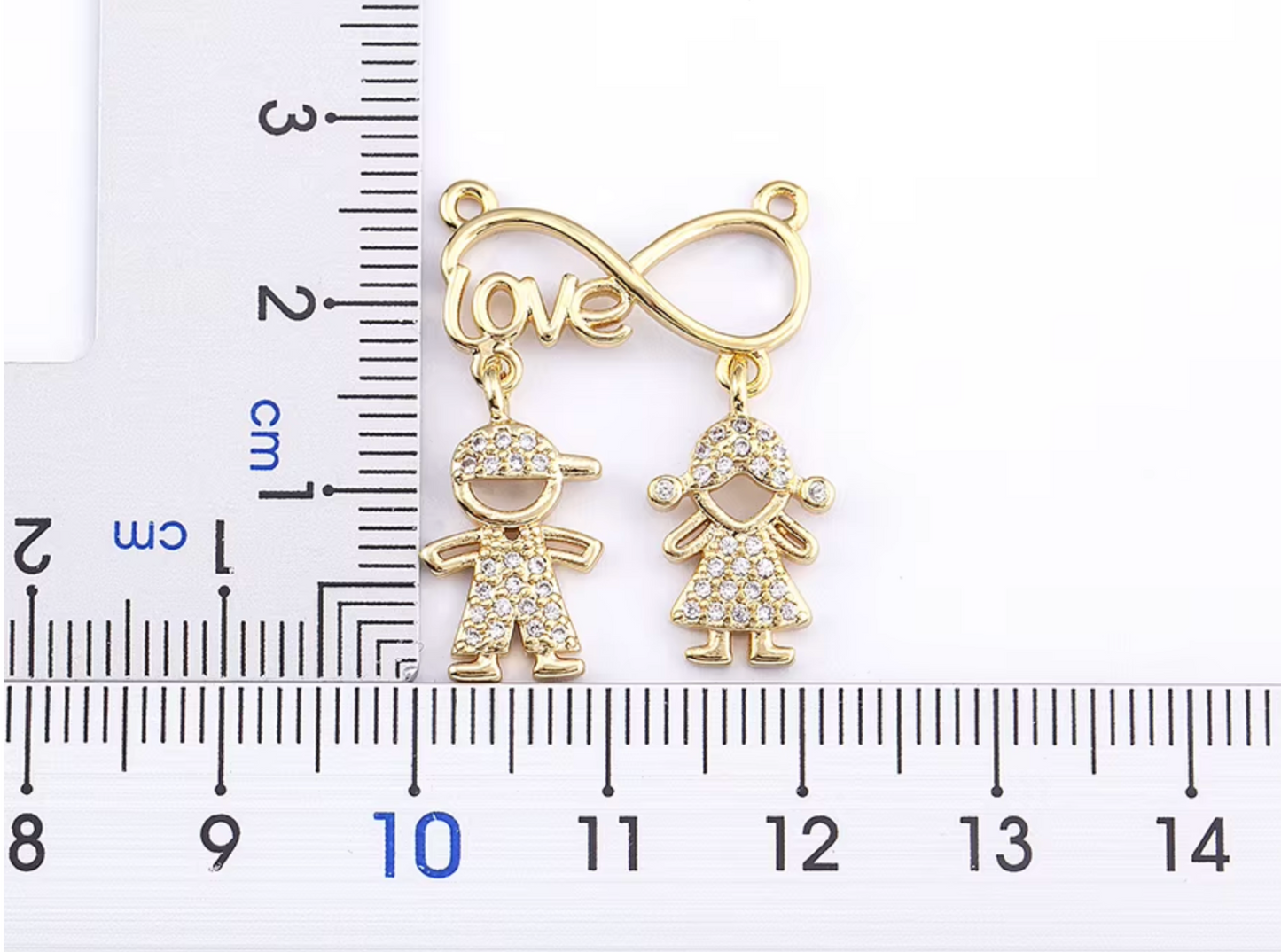 Gold Infinity Necklace with Boy and Girl