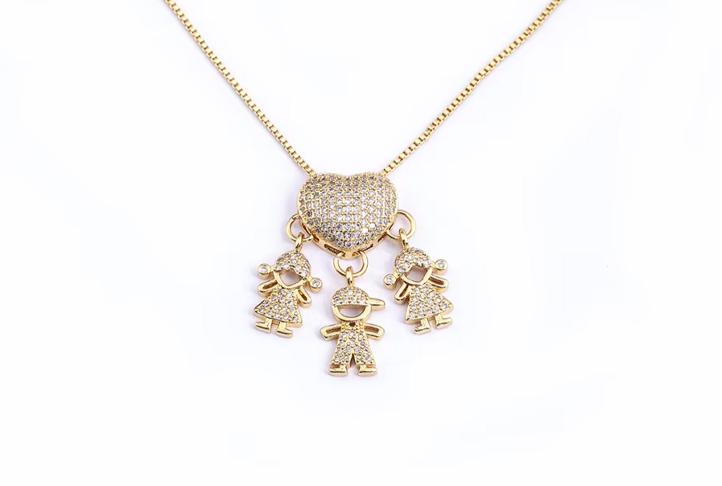 Gold 2 Girls and 1 Boy Necklace