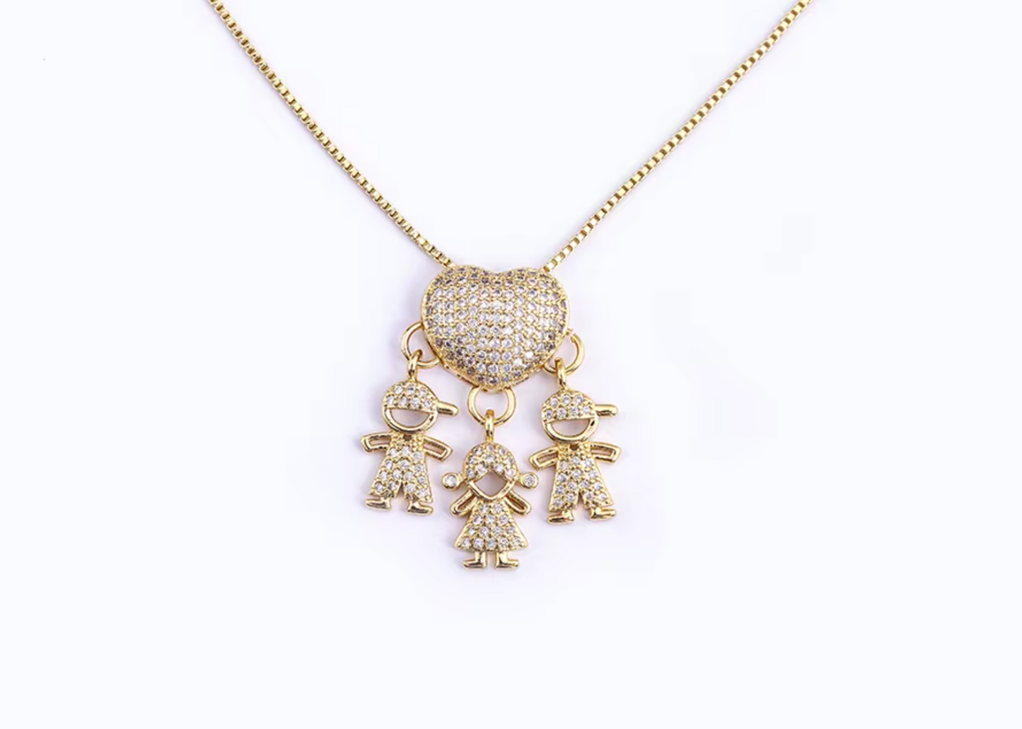 Gold 2 Boys and 1 Girl Necklace