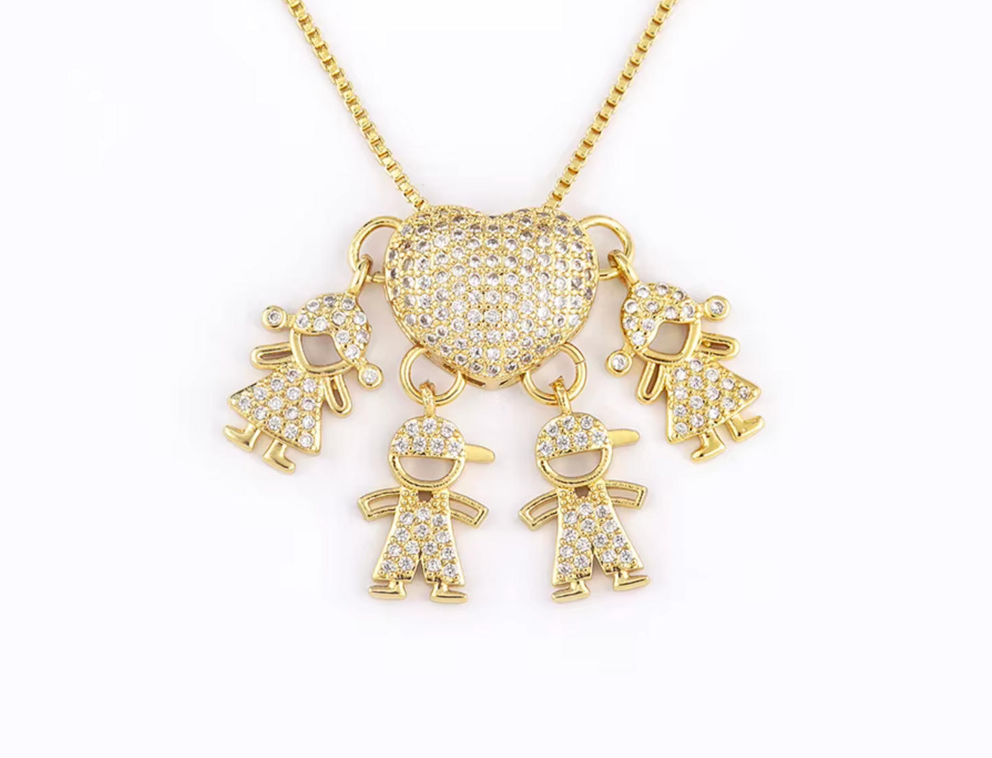 Gold 2 Boys and 2 Girls Necklace