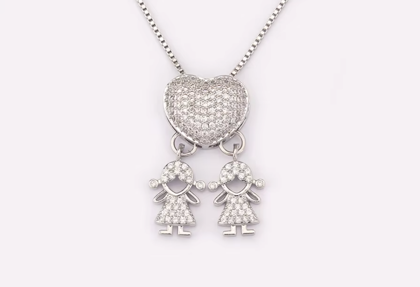 Silver 2 Girls Necklace