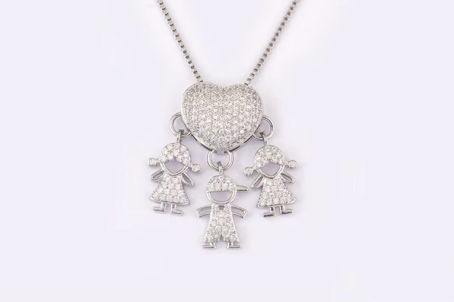 Silver 2 Girls and 1 Boy Necklace
