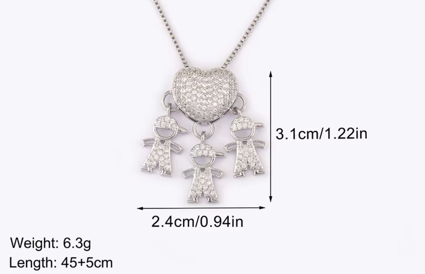 Silver 2 Girls and 1 Boy Necklace