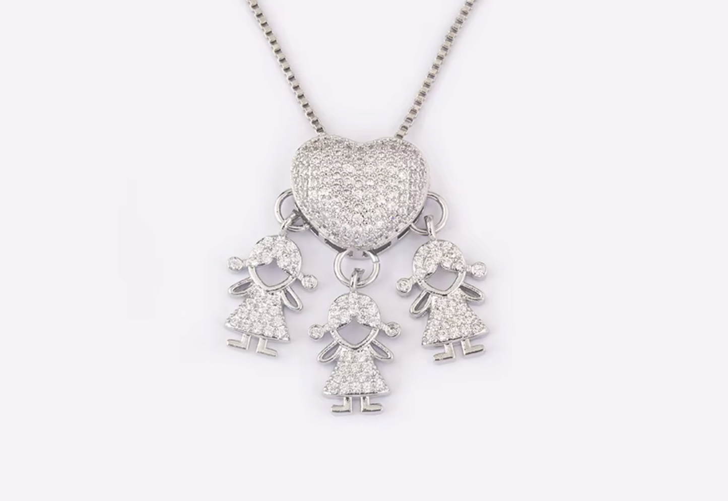 Silver 3 Girls Necklace