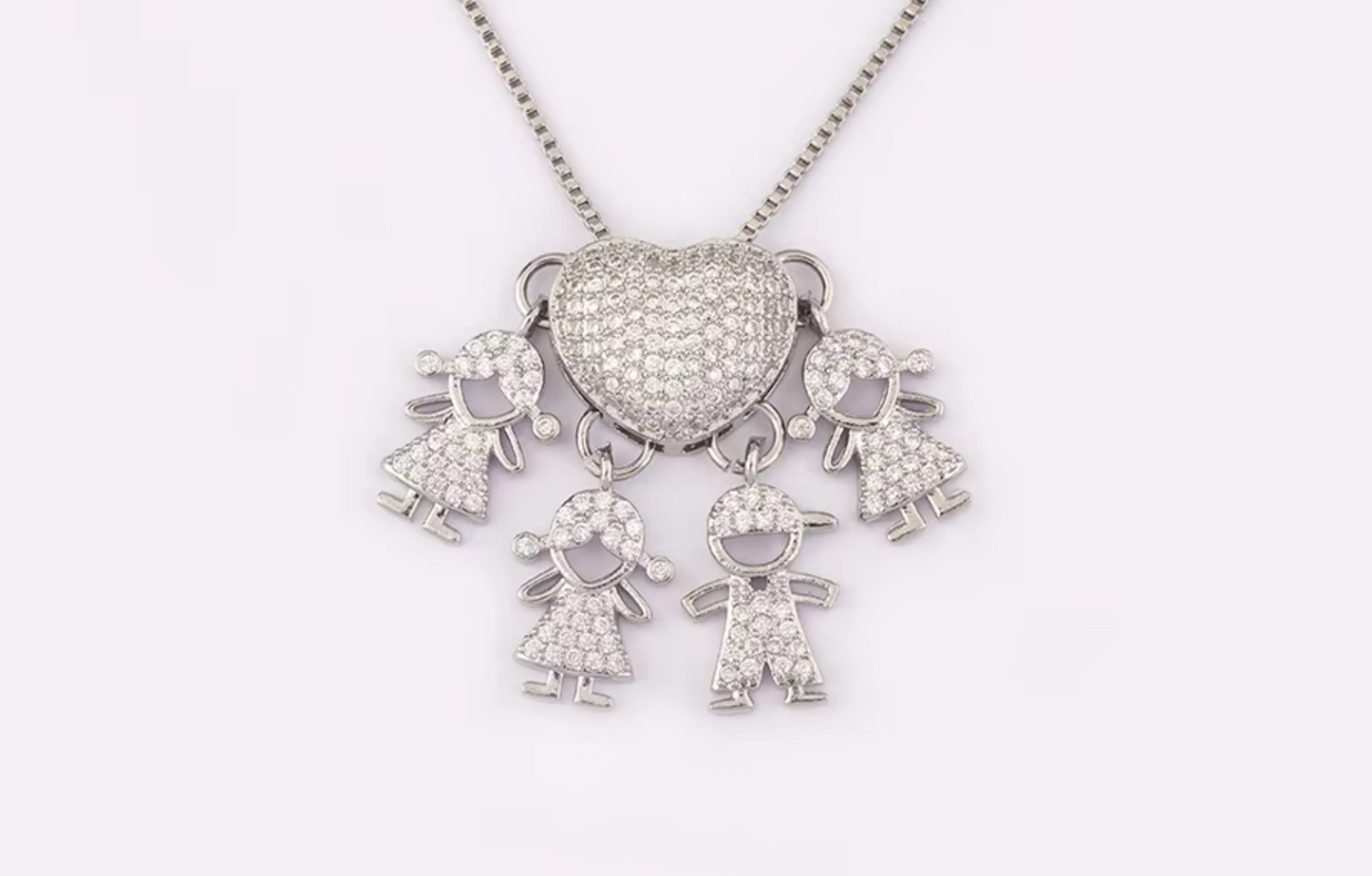Silver 3 Girls and 1 Boy Necklace