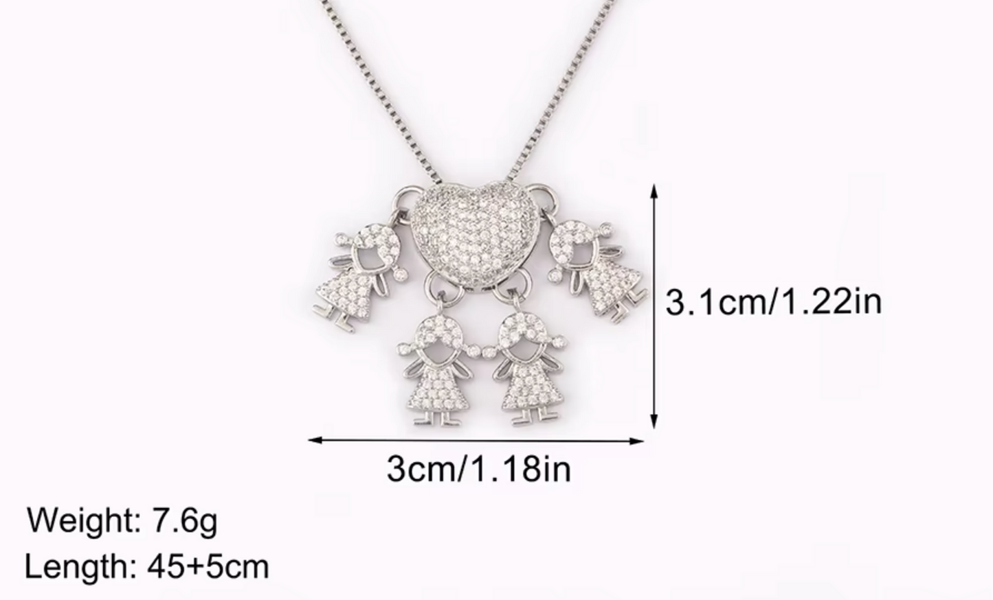 Silver 3 Girls and 1 Boy Necklace