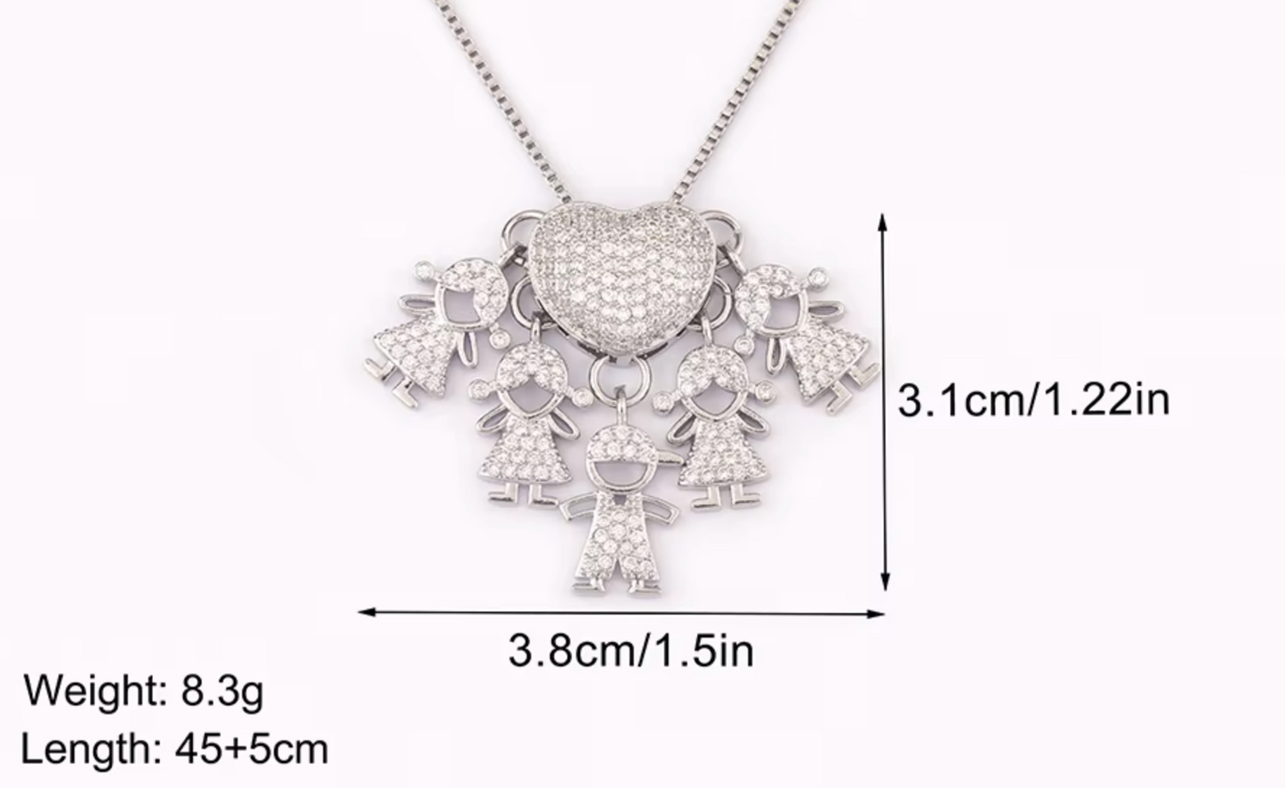 Silver 4 Girls and 1 Boy Necklace