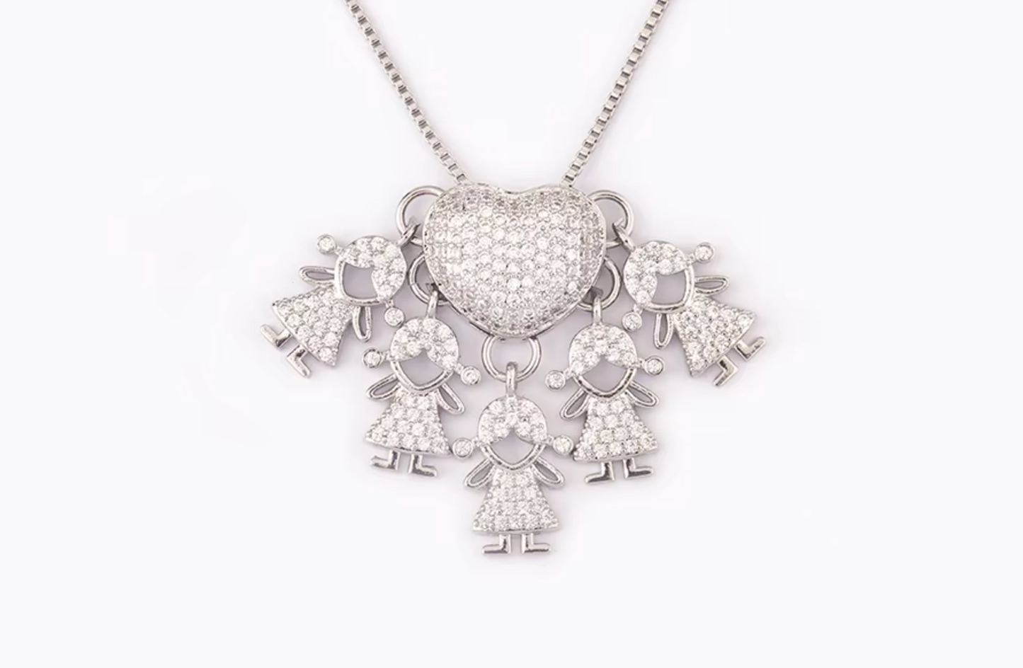Silver 5 Girls Necklace