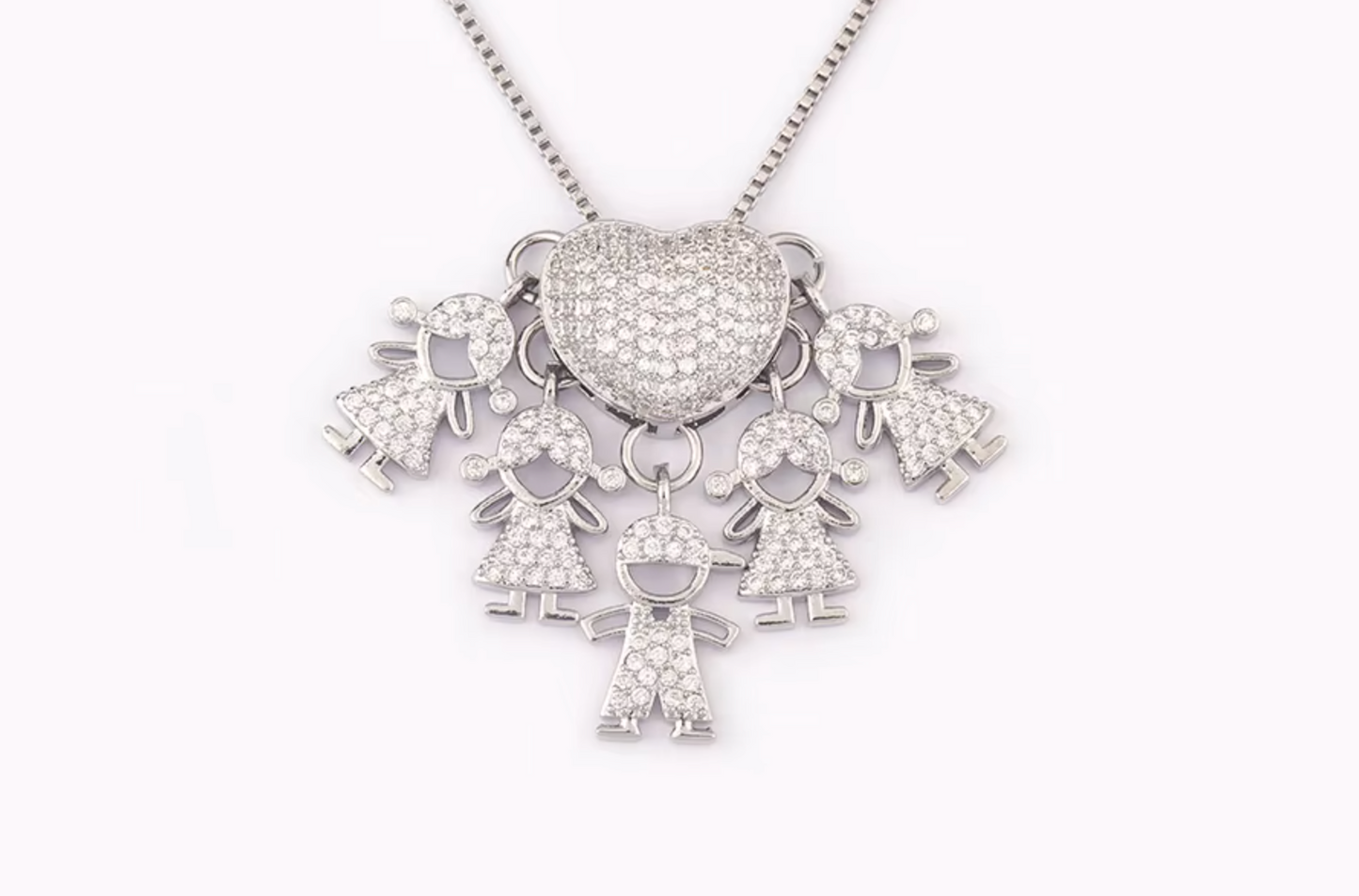 Silver 4 Girls and 1 Boy Necklace