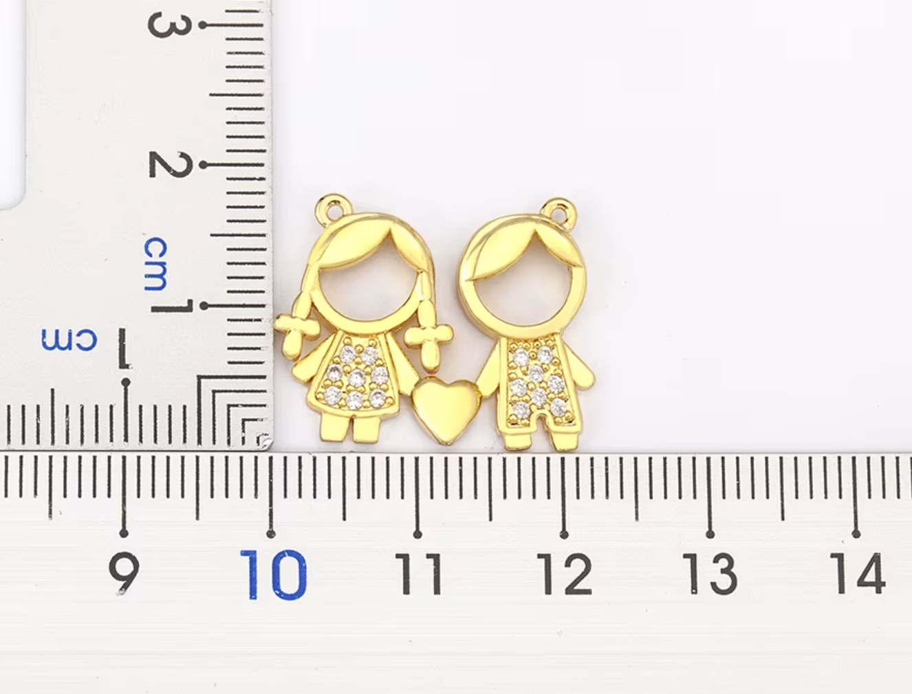 Gold 1 Girl + 1 Boy and Heart Pendant
