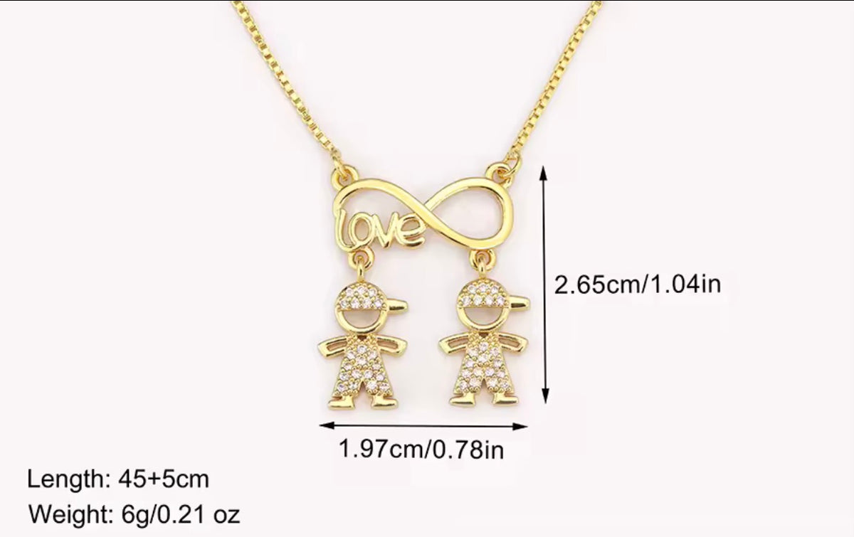 Gold Infinity Necklace with 2 Girls