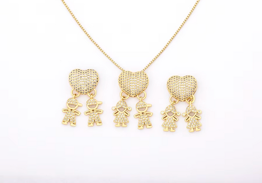Gold 1 Boy + 1 Girl Necklace